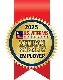 Badge of 2025 Veteran Friendly recognition by US Veterans Magazine
