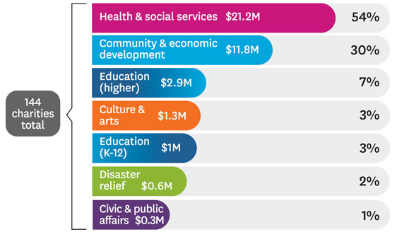 breakdown of giving by program area in 2024