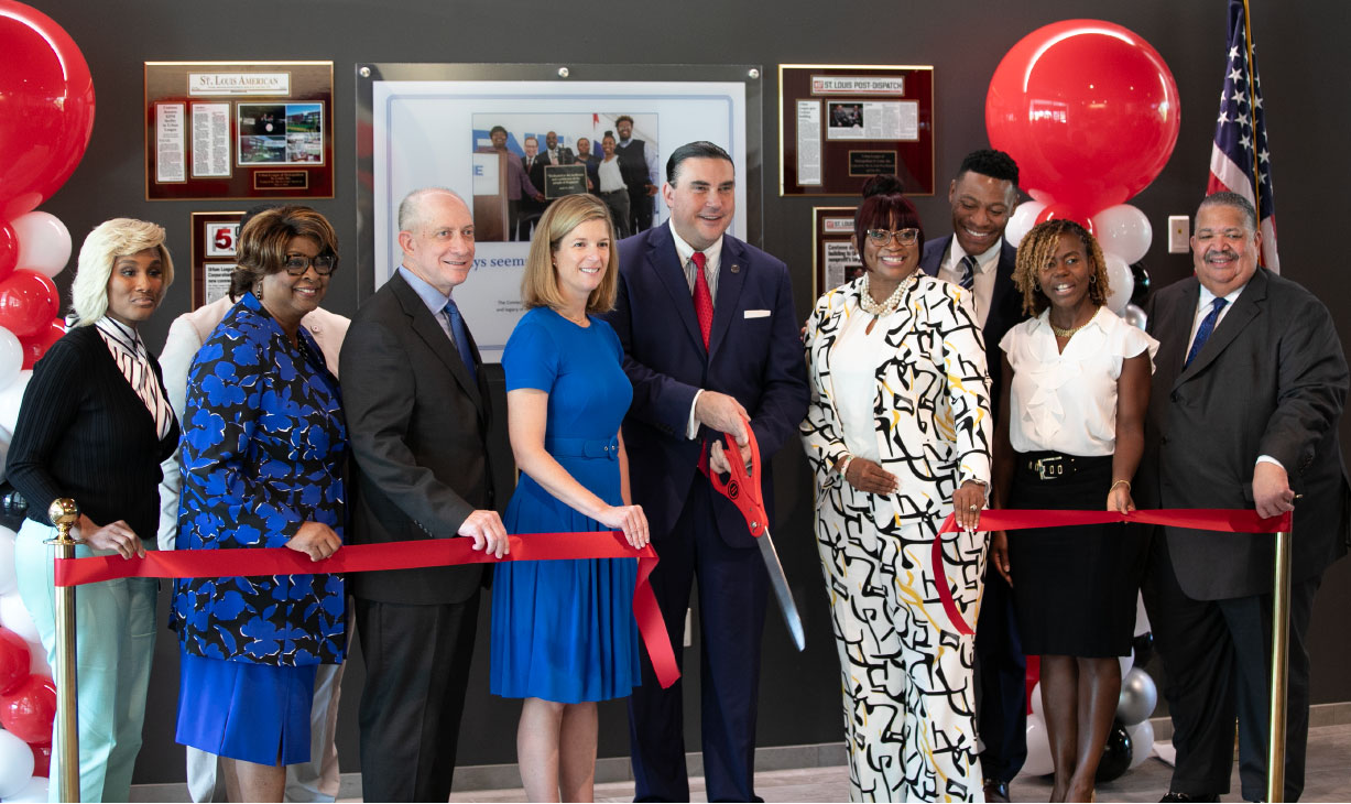 Centene's CEO Sarah London joined the Urban League of Metropolitan St. Louis (ULSTL) President and CEO Michael McMillan at the grand opening of the Centene Connected Community Center in Ferguson